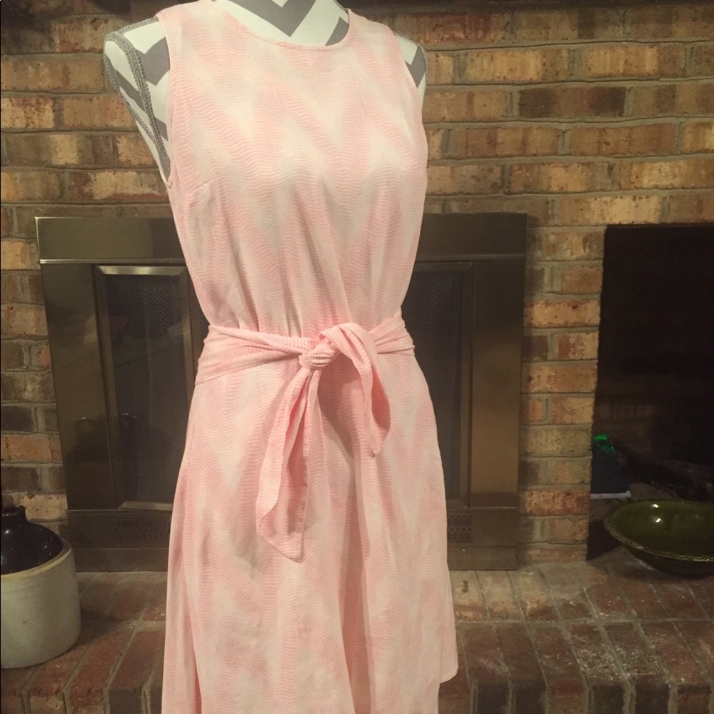 GAP pink & white tie ModCloth style dress 8 tall